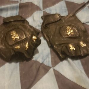 Men black fingerless gloves